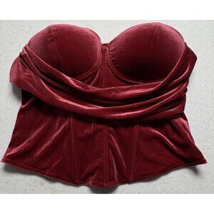 NWT JLUXLABEL Women Velvet Corset Sz 3XL Red Sexy Glamour Party Edgy 68-17